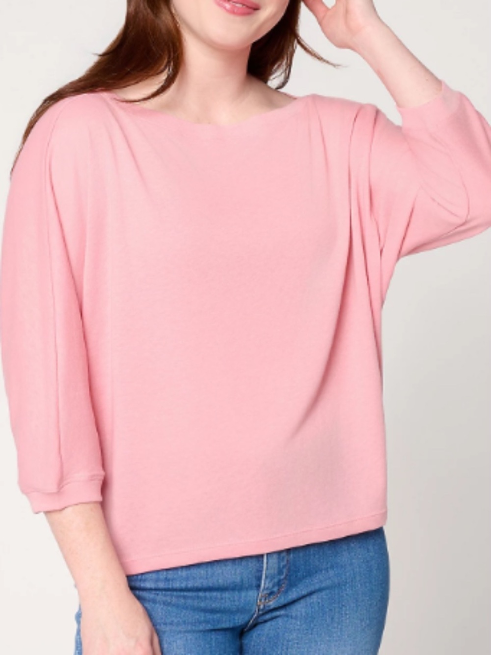 Barefoot Dreams Malibu Collection Slub Jersey Dolman Tee, Pink Sz XL a72049